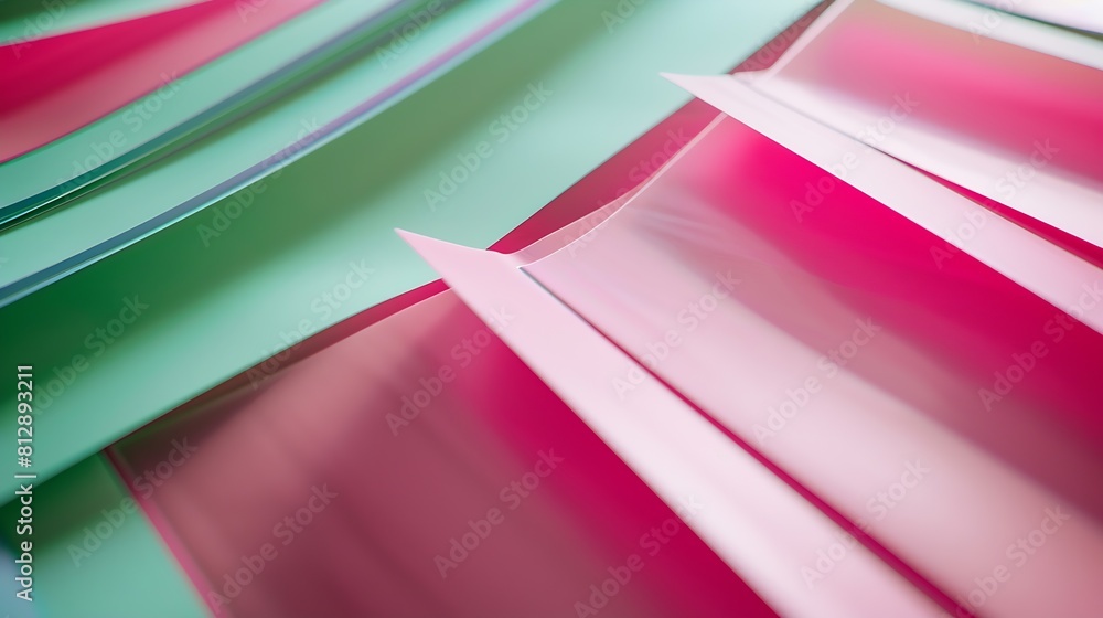 Aufkleber layout of colorful carton sheets in pink and green shades : generative ai