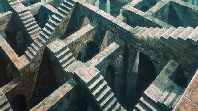 The image is a 3D rendering of a maze