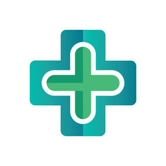 Fototapeta premium A minimalist design featuring a blue and green medical cross logo, medical cross logo design icon template, minimalist logo