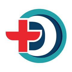 Obraz premium Medical logo featuring the letter D intertwined with a medical cross symbol, Medical logo, letter D with medical cross combination