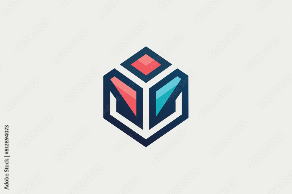 Poster stylized logo representing a web development and design company, featuring clean and modern design e