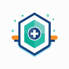 Obraz premium A hexagonal logo featuring a cross symbol commonly associated with healthcare applications, Minimalist Logo for Healthcare Applications Developer, minimalist logo