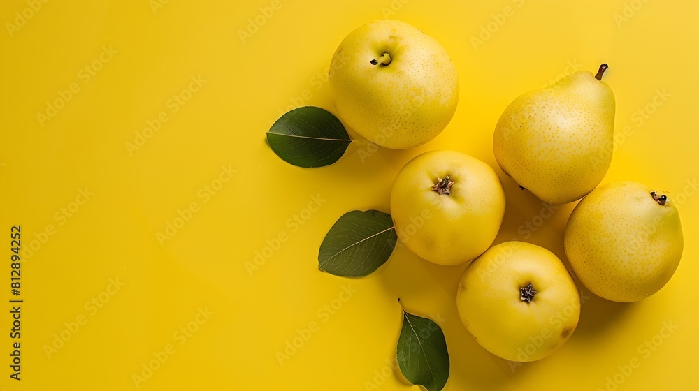 Poster fresh chinese pear or nashi fruit creative layout healthy eating and food concept fruits composition