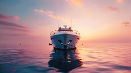 Enjoying summer vacation on boat in the sea with villa Summer vacation with a speed boat yacht Summer vacation Yacht boat Summer holidays on luxury yacht : Generative AI