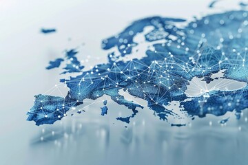 Digital Map of Europe with Global Network Connections,Global Network Overlay on European Digital Map