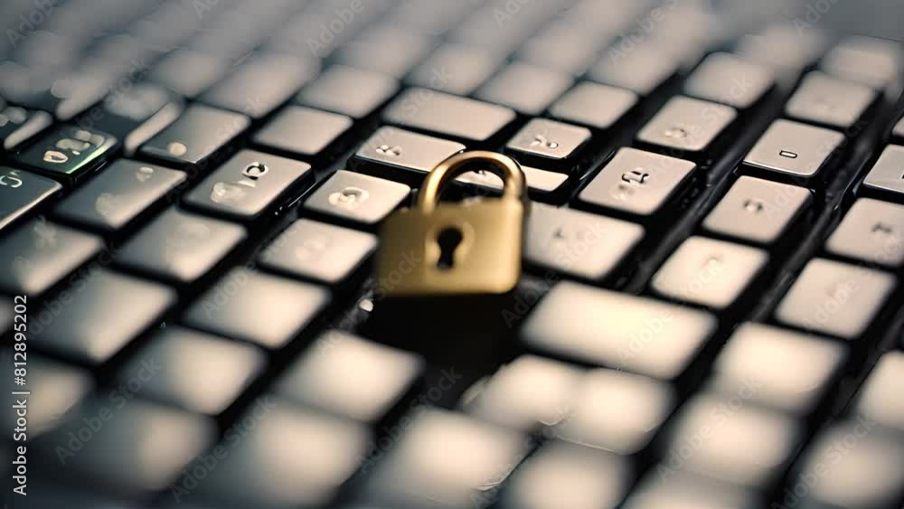 Poster padlock on computer keyboard generative ai