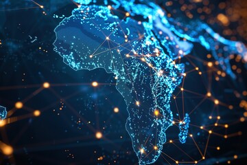 Global Network Across Africa Representing Smart Choices, Digital Map of Africa with Global Network Connections