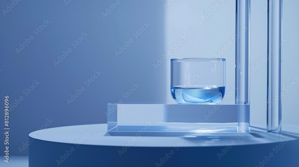 Poster test tube petri dish filled with water and laboratory glassware displayed with rectangle transparent