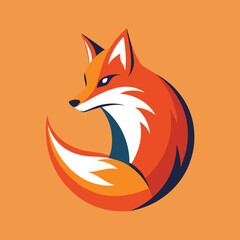 Obraz premium A modern, minimalist fox logo design on an orange background, simple Fox minimalist modern vector logo design, minimalist logo