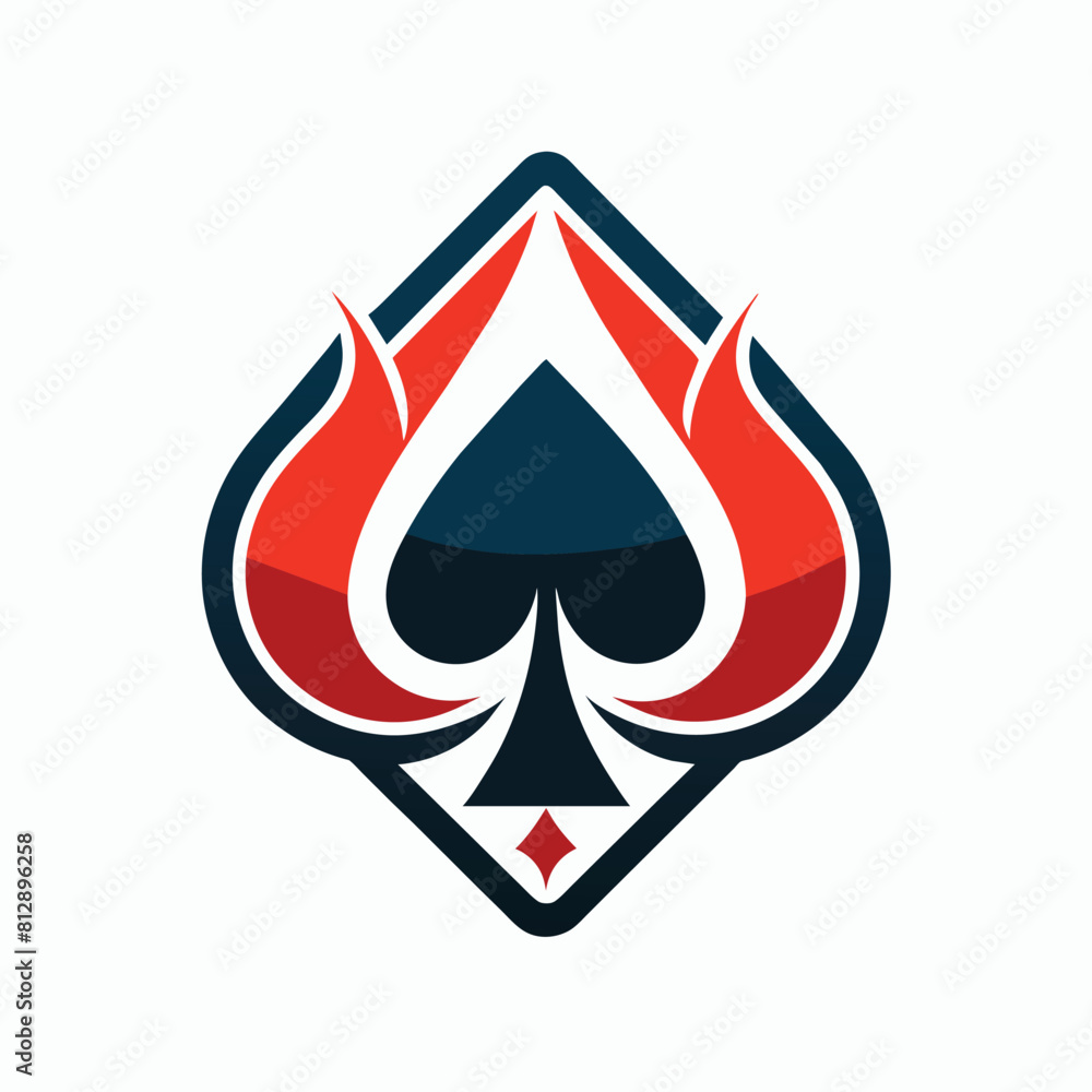 Poster a playing card featuring a bold flame design in the center, creating a striking and dynamic visual, 