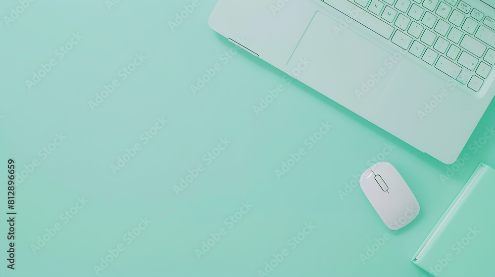 Fototapete minimal work space creative flat lay photo of workspace desk top view office desk with keyboard mous