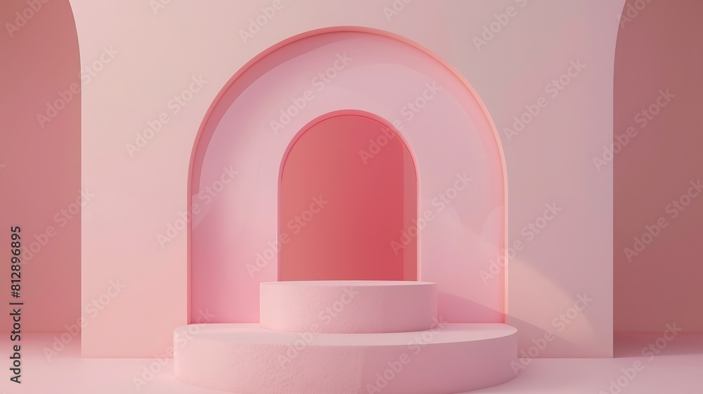 Poster minimal background mock up with podium for product displayabstract white geometry shape background m