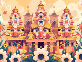 Mastering the Art of Colorful Vector Illustration. Capturing the Spirit of the Indian Festival Rath Yatra