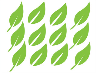 Green leaf icons are set isolated on a white background
