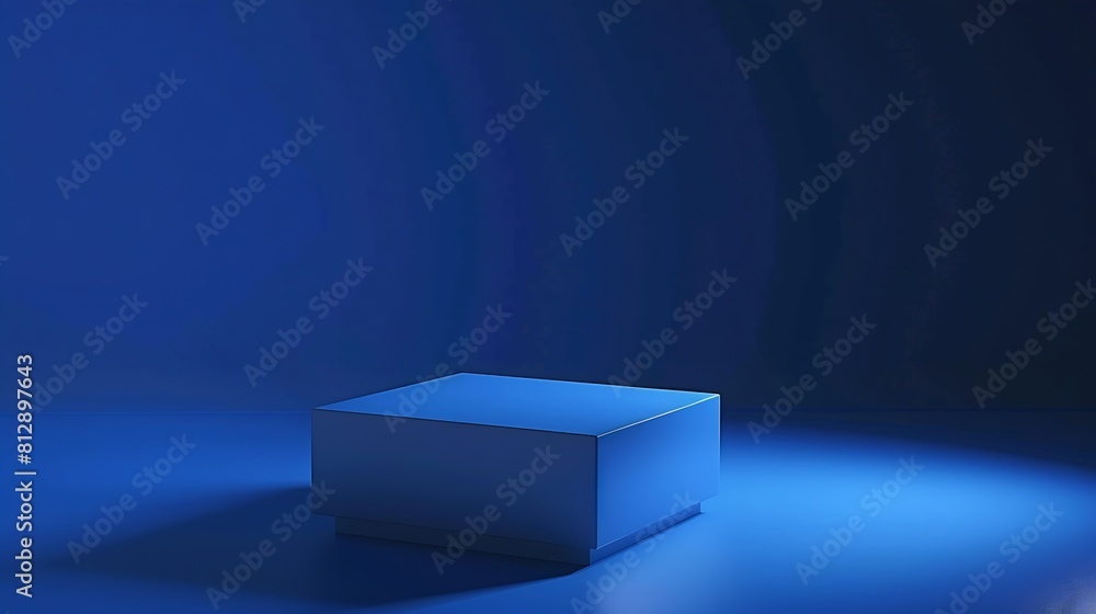 Aufkleber Blue background for product presentation with shadows and light Empty cubic podium Mockup : Generative AI