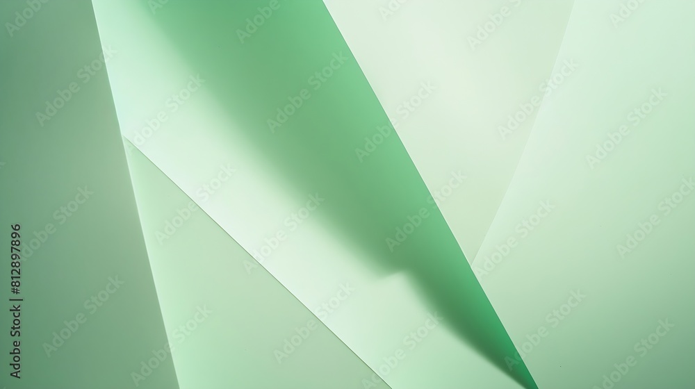 Aufkleber Minimal geometric shapes and lines in light green color Abstract monochrome creative paper texture banner background : Generative AI