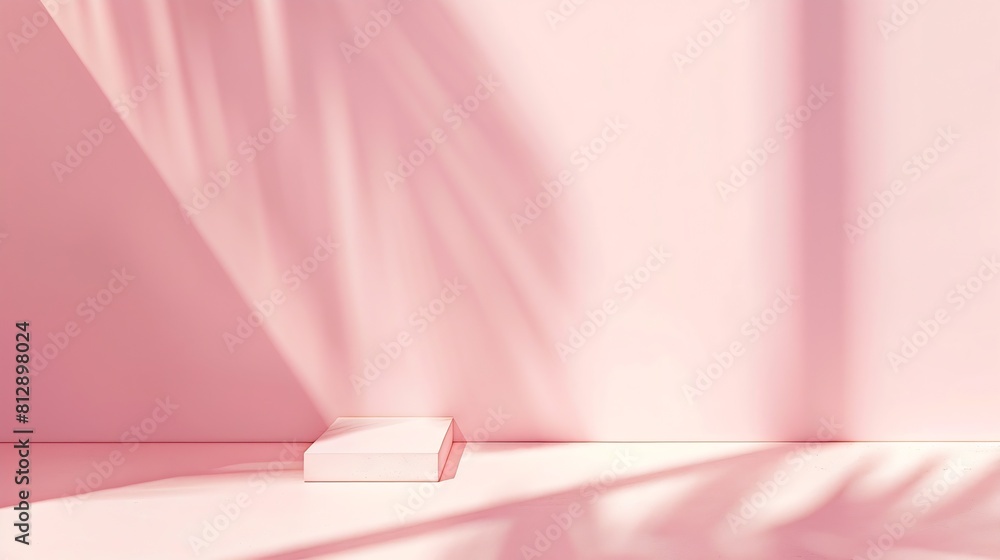 Poster pastel pink background for product display or mock up with shadow and light : Generative AI