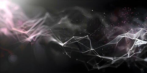 Futuristic black background with low poly wire network technology design. Concept Technology, Future, Low poly, Black background, Wire network