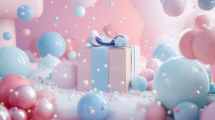 Pastel Gift Box Beckoning Adventure into a Whimsical Fantastical World