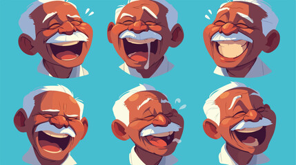 Grey haired old african man face laughing facial ex
