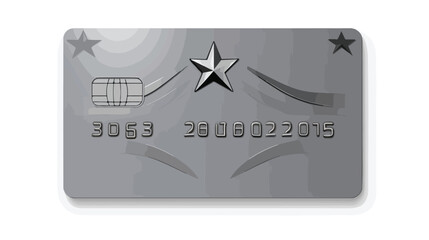 Grey plastic bank card with modern silver star desi