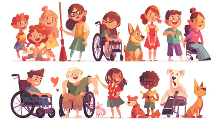Group of disabled children cartoon vector illustrat