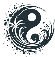 Stylish vector stencil of Yin and Yang