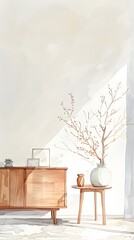 Serene Japanese Minimalist Home Sketch