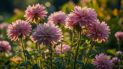 Purple Chrysanthemum in flower garden agriculture background with soft focus. And have some space for write wording

