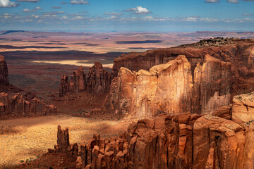 Remote Hunts Mesa in Monument Valley is the famous and classic backdrop used in many old western...