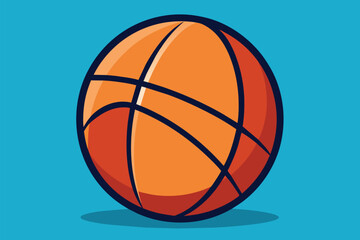 Fototapeta premium Customize semi-flat illustration of a basketball ball against a vibrant blue background, Basketball ball Customizable Semi Flat Illustration