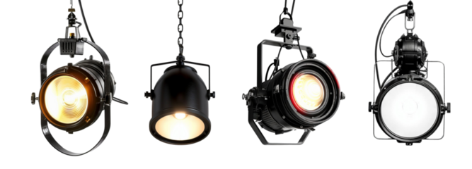 set of spotlight on transparent background png file