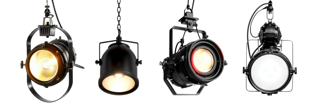 set of spotlight on transparent background png file