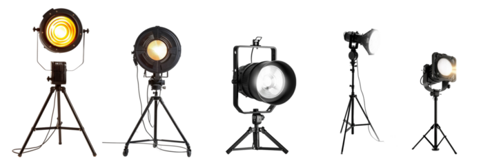 set of spotlight on transparent background png file