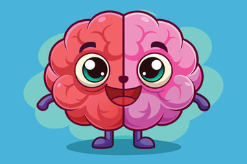 Two customizable cartoon brain halves, one pink and one purple, separated and shown side by side, Brain sides Customizable Cartoon Illustration