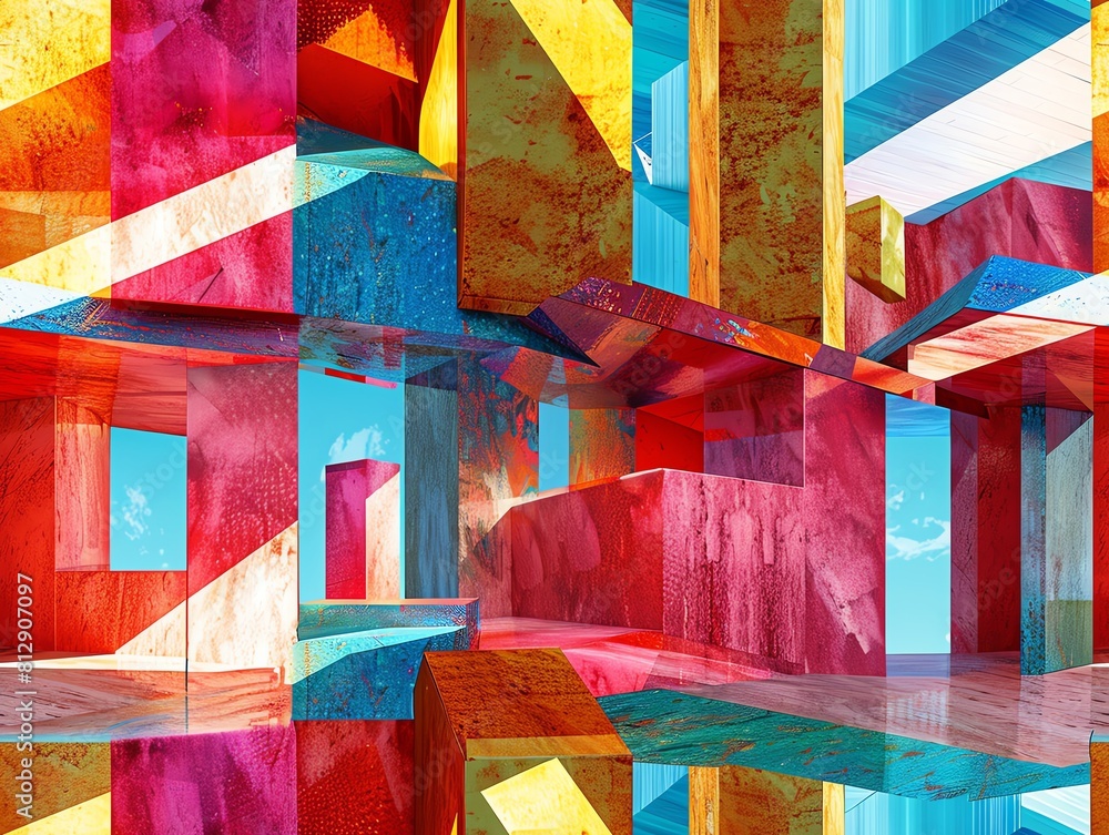 Poster capture the essence of cubism in a low-angle view