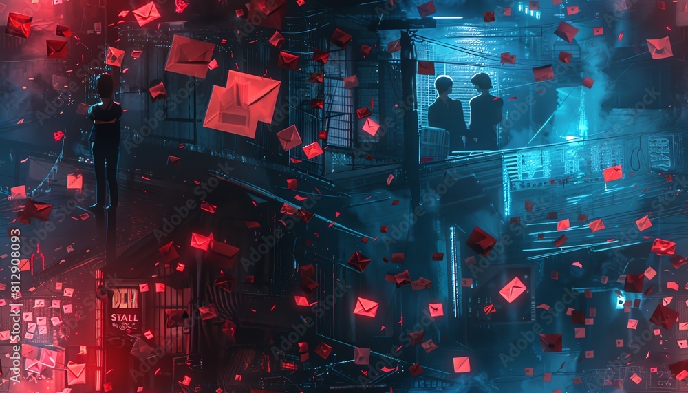 Poster create a digital masterpiece showcasing a romantic encounter between two characters in a futuristic 
