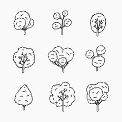 Tree doodle line vector illustration