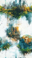 Deliver a world news illustration at eye level