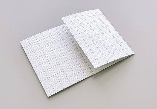 A5 Trifold Semi Open Brochure Mockup