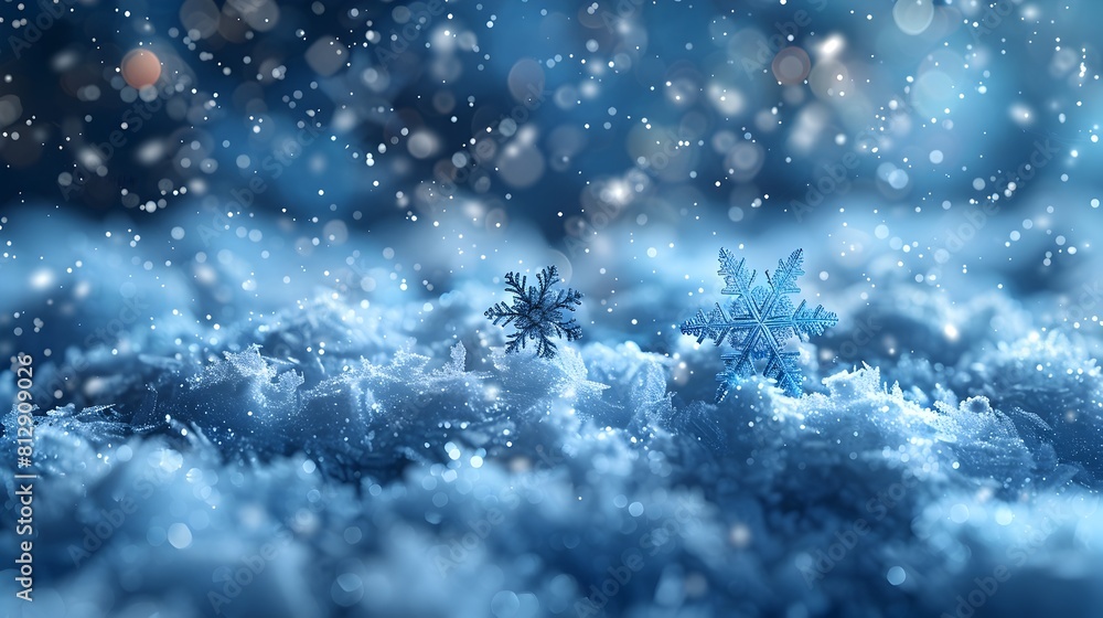 Aufkleber Frosty Geometric Snowflake Abstract with Tessellating Polygons in Shimmering Blues and Silvers