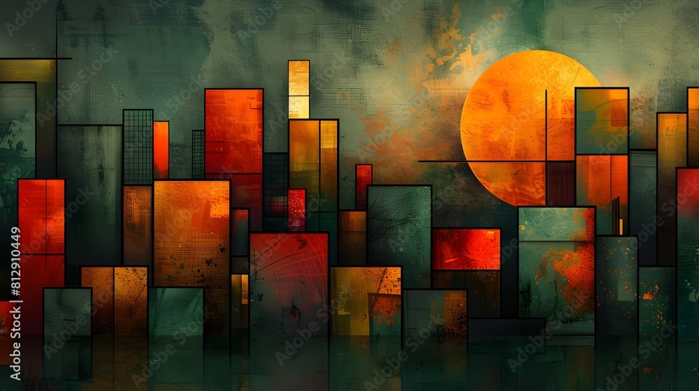 Poster sophisticated geometric abstract christmas digital with minimalist muted color palette and high cont