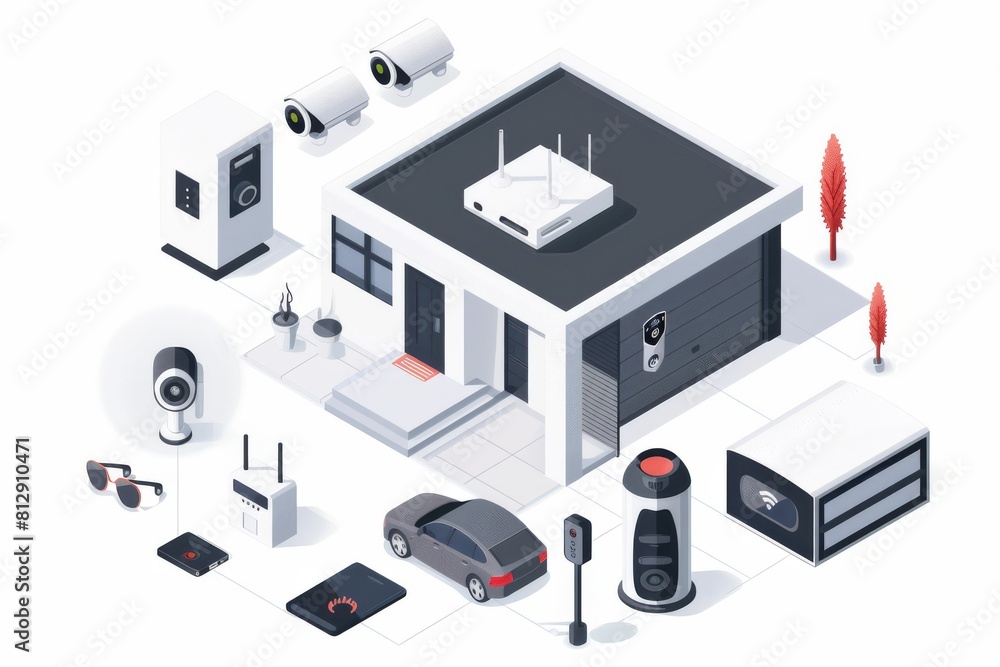 Poster optimize home security technology with surveillance cameras and learning models, ensuring safety thr