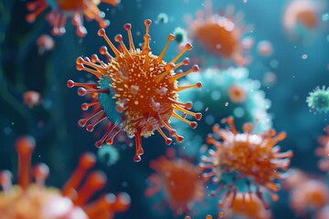 Nano Technology Macro Close-Up Nanobot Attacking Bacteria Virus Cells,Scientific Nanobot Battle Against Pathogens