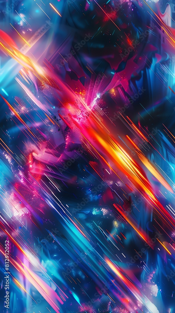 Poster capture the essence of dynamic abstract art fused with futuristic elements through a striking tilted