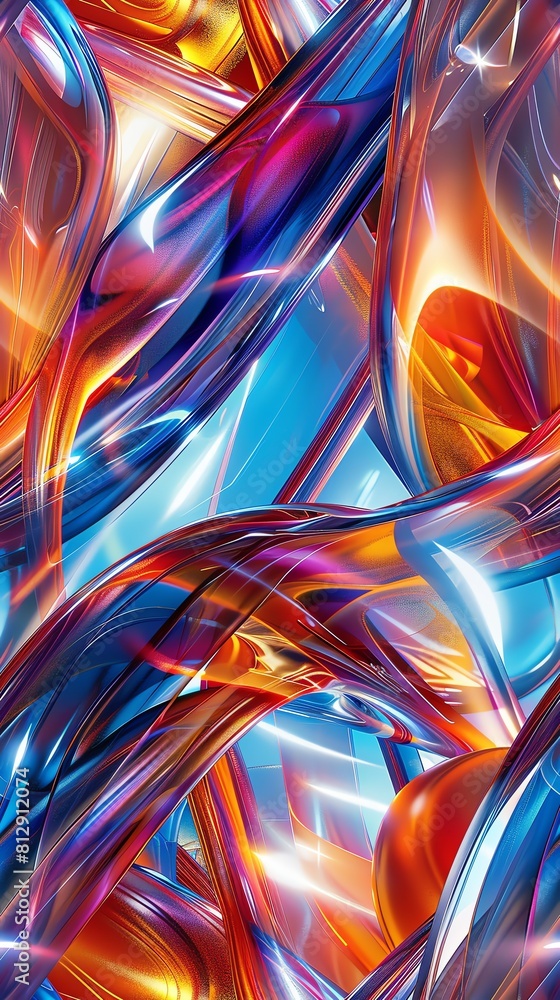 Poster capture the essence of dynamic abstract art fused with futuristic elements through a striking tilted