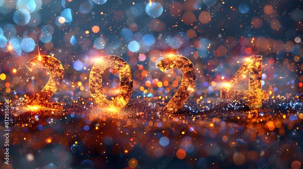 Aufkleber captivating fireworks for upcoming new year 2025 with dazzling bokeh lights and glittering textures