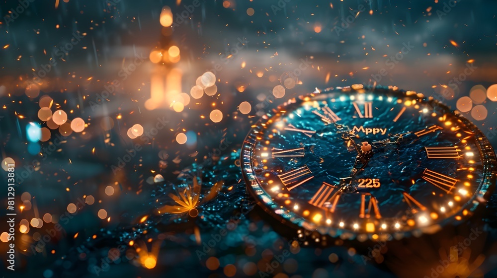 Aufkleber mesmerizing new year s eve with glittering countdown clock and dazzling fireworks display