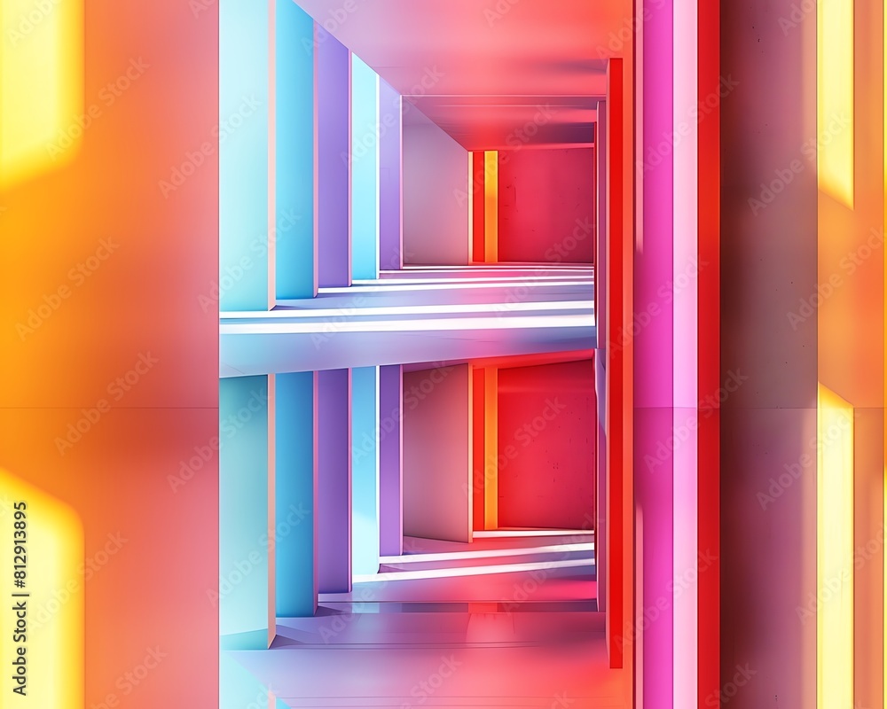 Poster explore minimalism with abstract art through tilted camera angles create a sleek, modern design feat