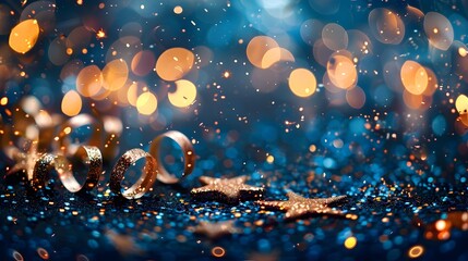 Dazzling of a Spectacular New Year 2025 with Glittering Fireworks and Sparkling Lights